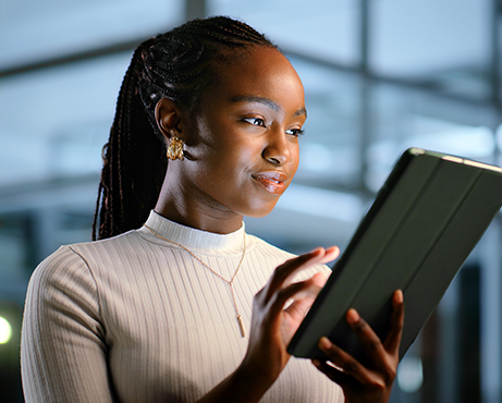 Open account - woman on a tablet
